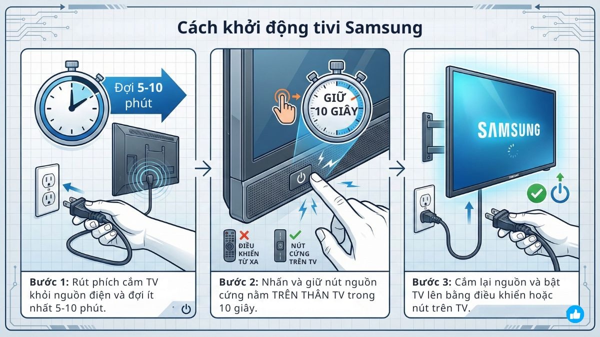 Khởi động lại tivi Samsung đúng cách