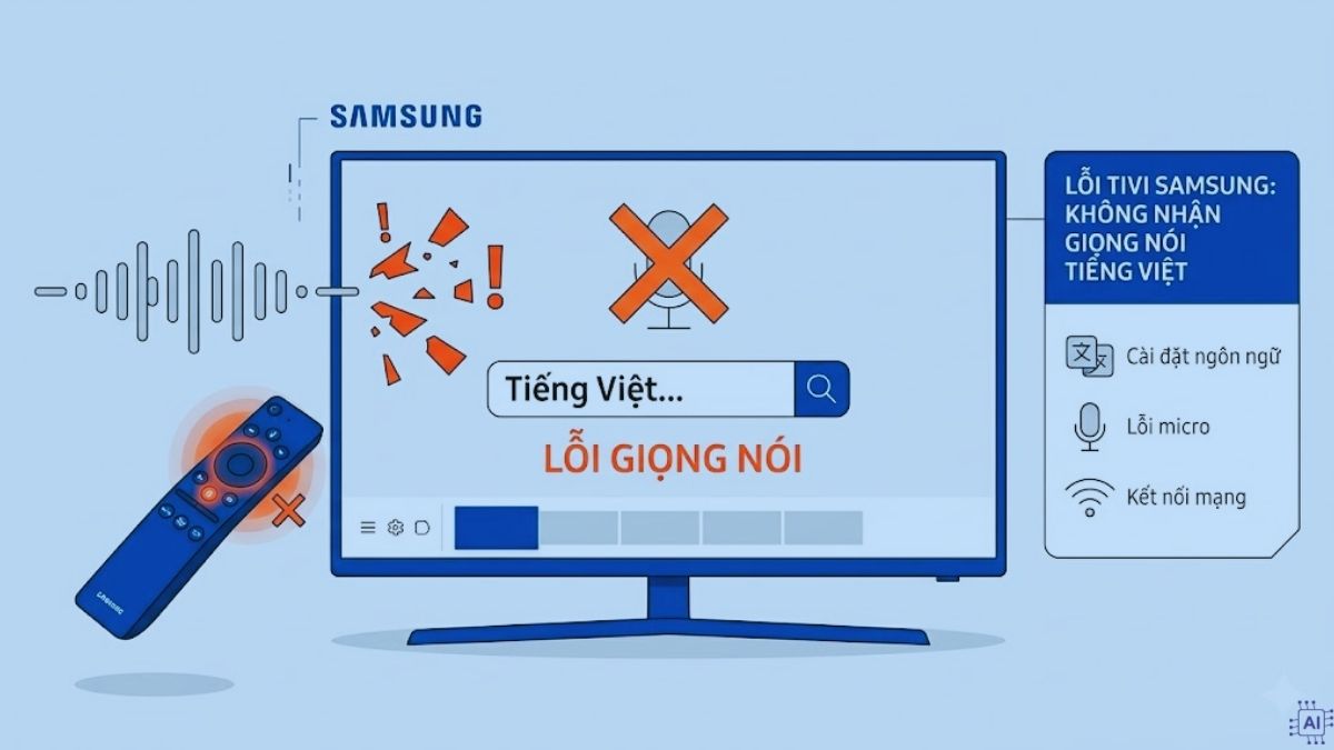 Dấu hiệu khi tivi Samsung không nhận giọng nói tiếng Việt