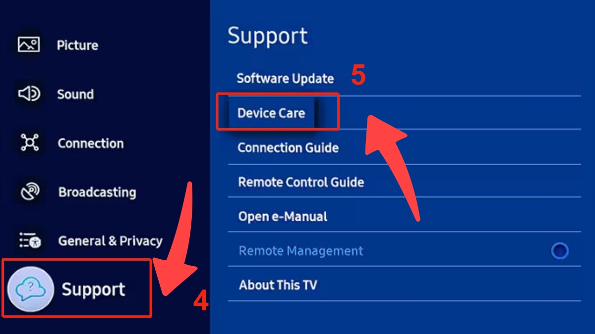 Giải phóng bộ nhớ tivi Samsung