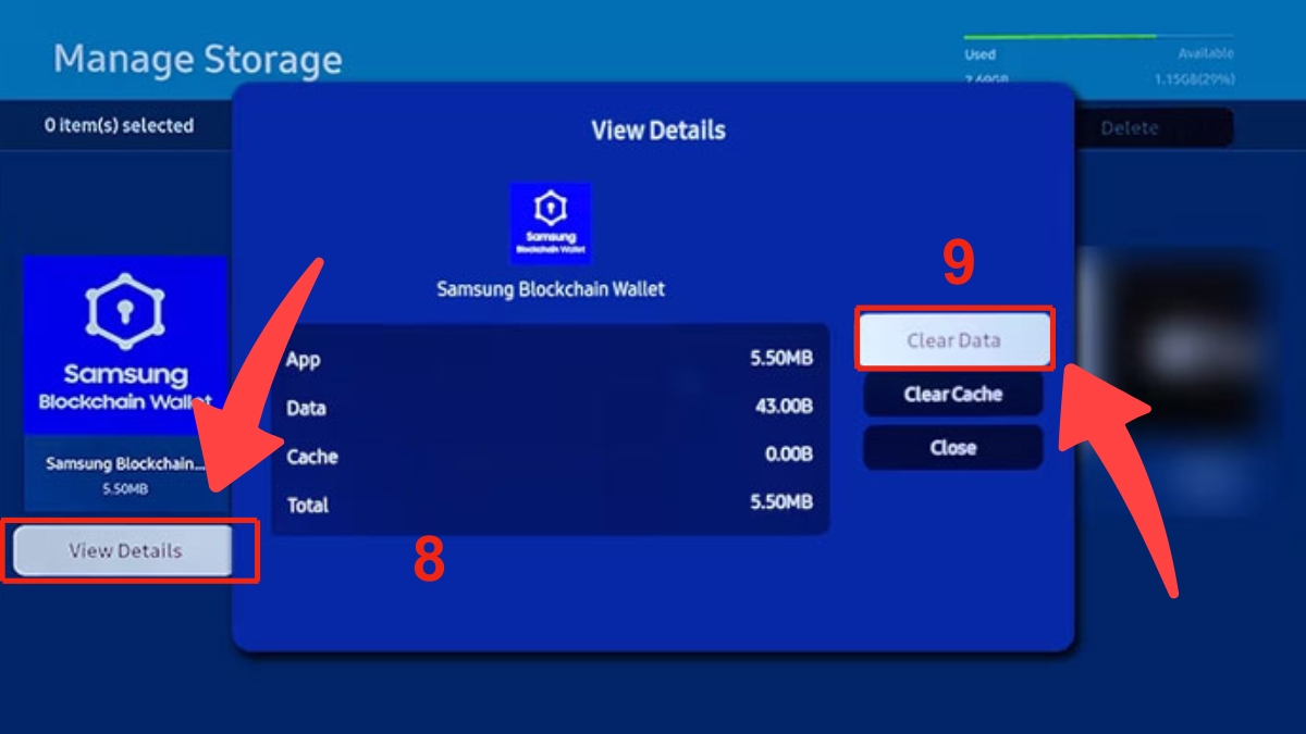 Giải phóng bộ nhớ tivi Samsung