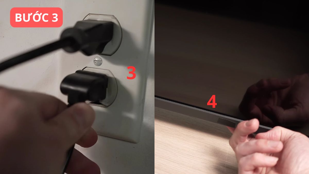 Rút điện xả nguồn để xử lý lỗi tivi Samsung bị nháy đèn đỏ không lên hình