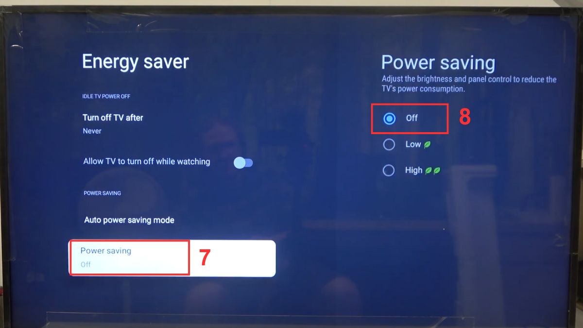 Tắt chế độ tiết kiệm điện trên tivi Sony