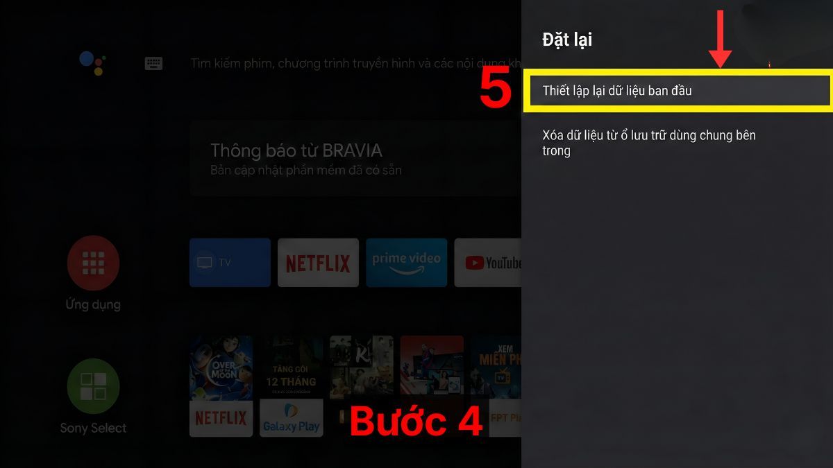 Reset (khôi phục cài đặt gốc) tivi