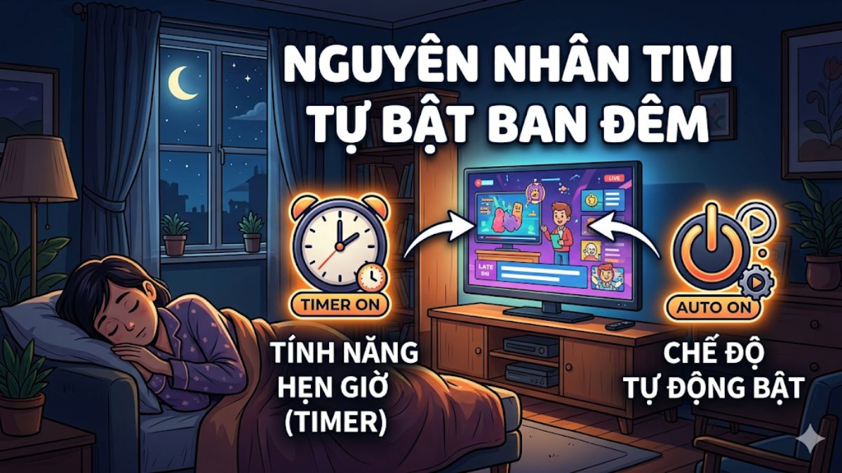 Cài đặt hẹn giờ khiến tivi tự bật