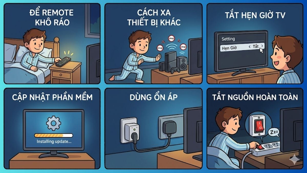 Cách phòng tránh tivi tự bật ban đêm hiệu quả