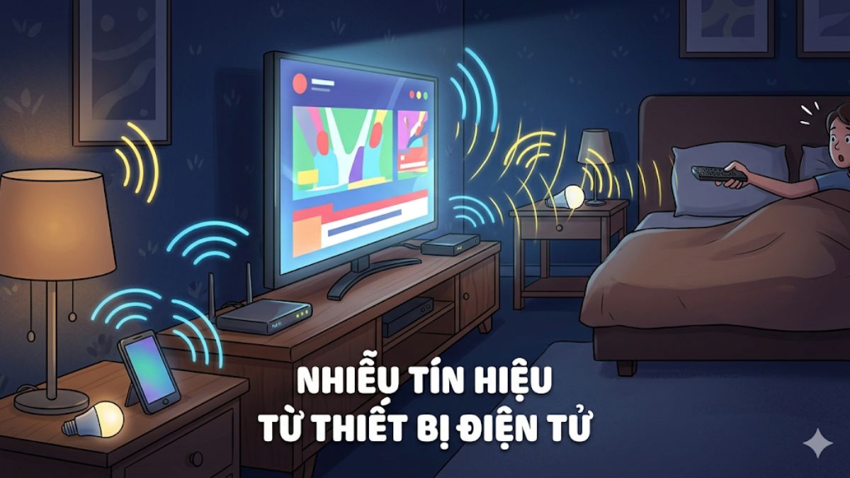 Thiết bị khác gây nhiễu tín hiệu làm tivi tự bật vào ban đêm