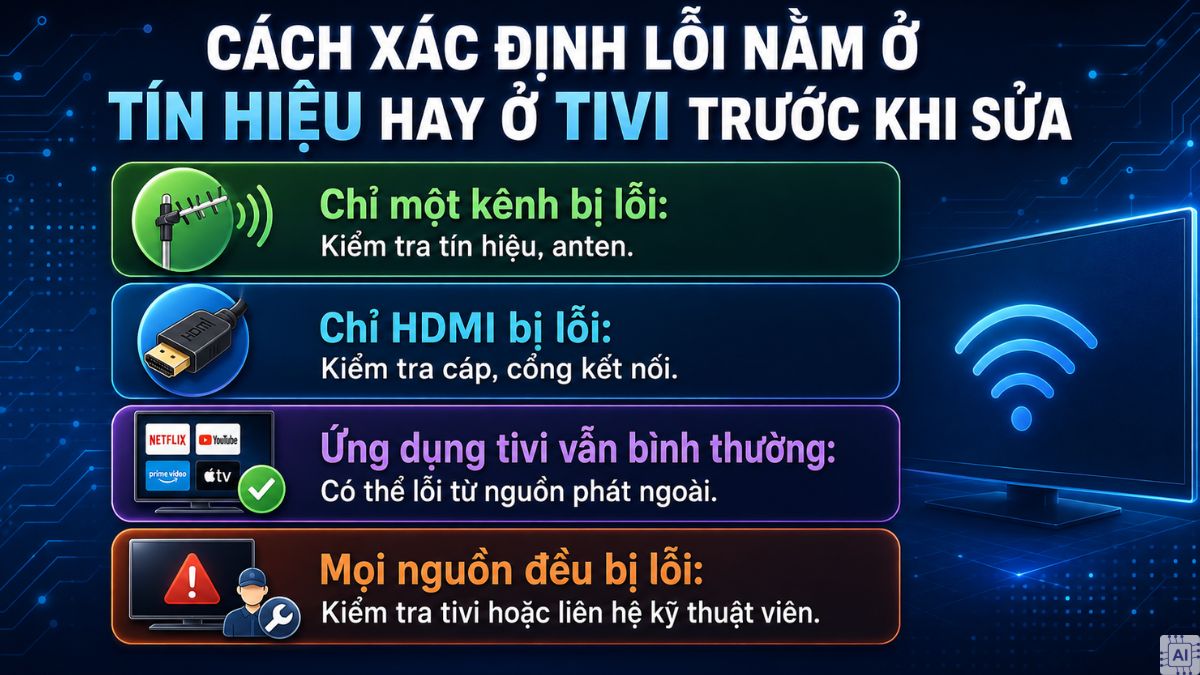 Cách xác định lỗi nằm ở tín hiệu hay ở tivi trước khi sửa