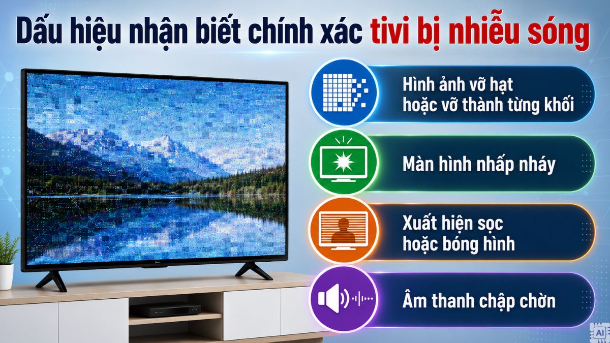 Dấu hiệu nhận biết chính xác tivi bị nhiễu sóng