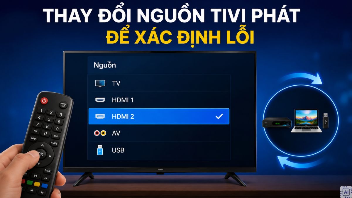 Chuyển nguồn phát để xác định nguyên nhân tivi bị nhiễu 