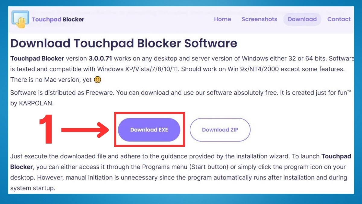 Cách cài đặt phần mềm Touchpad Blocker
