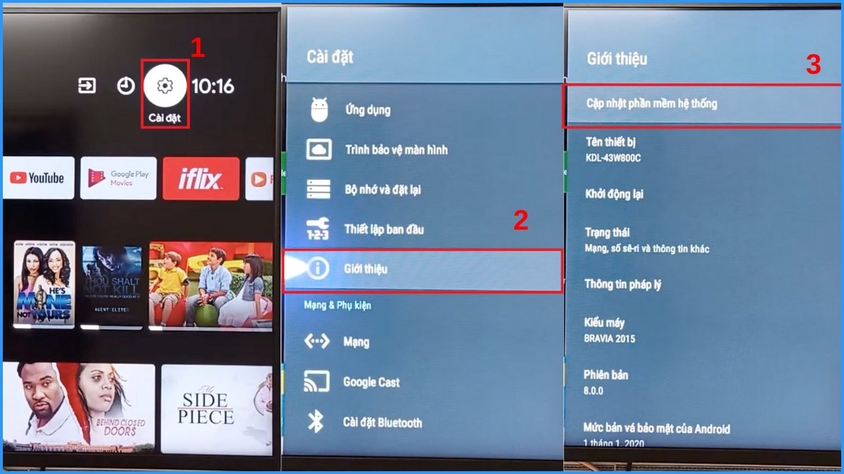 Cập nhật phần mềm tivi Sony