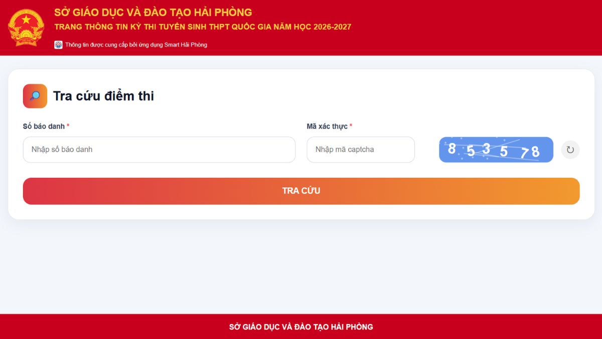 Link tra cứu điểm thi THPT Hải Phòng 2026