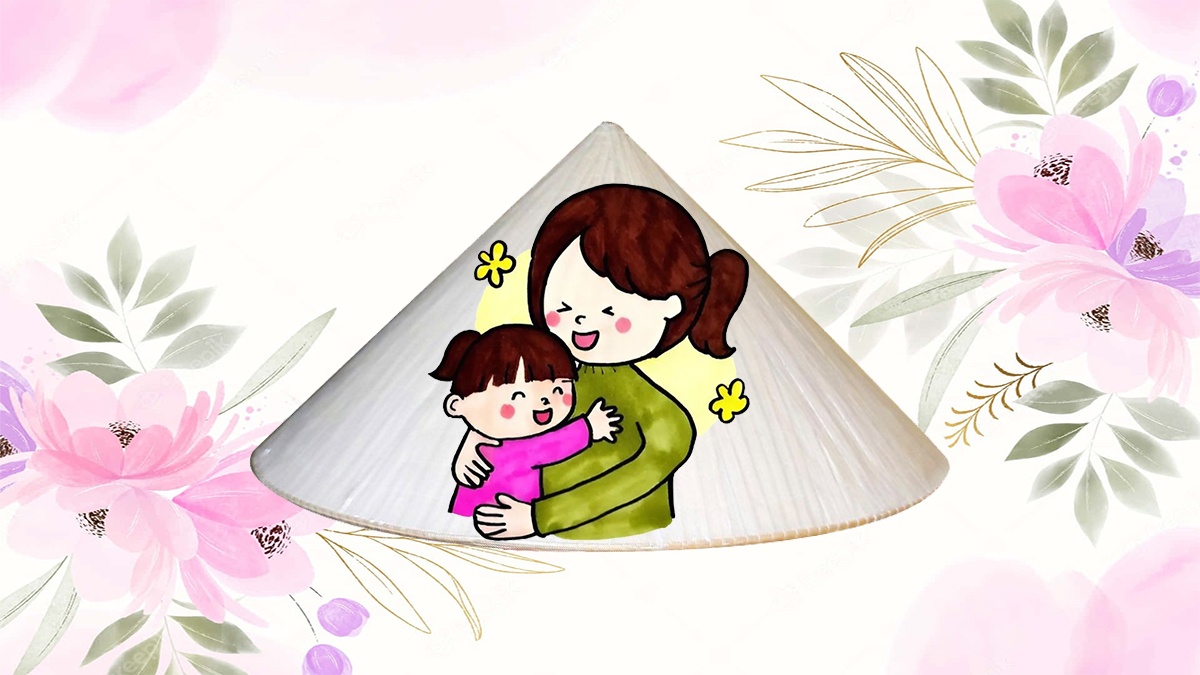 Vẽ nón lá chủ đề Mẹ và gia đình
