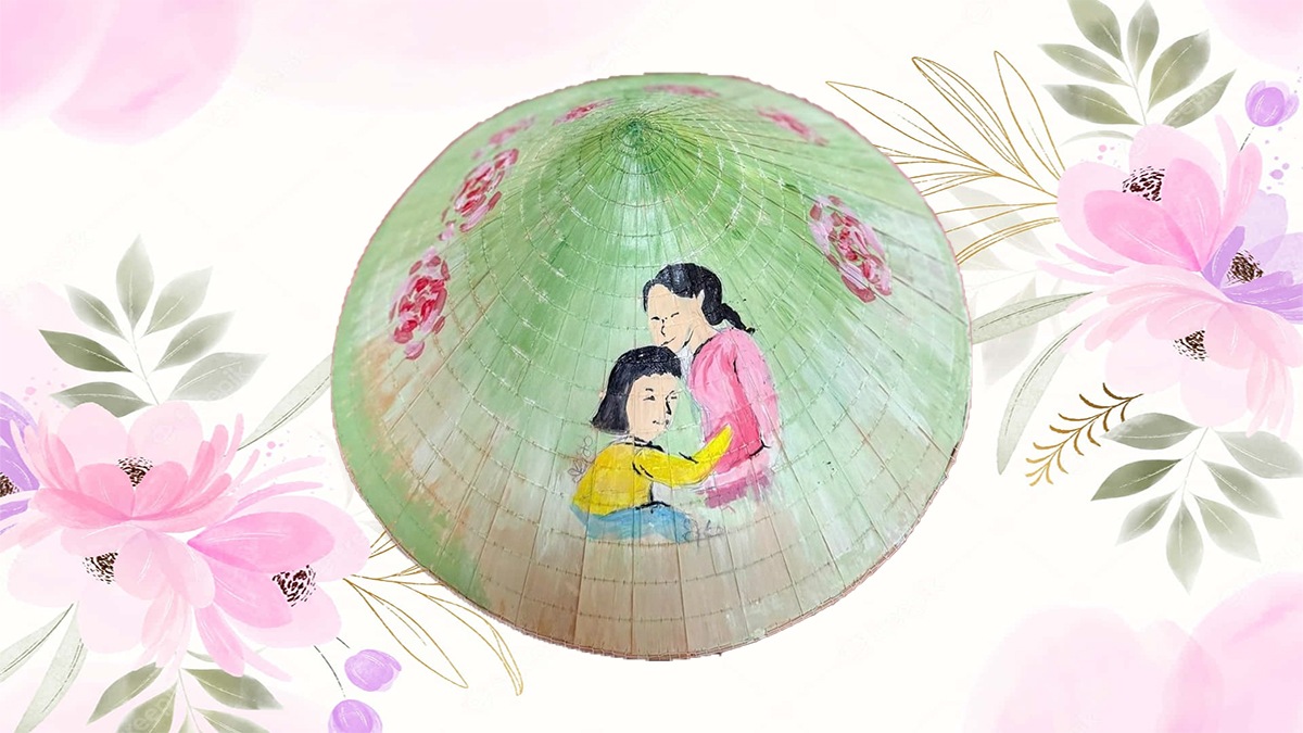 Vẽ nón lá chủ đề Mẹ và gia đình