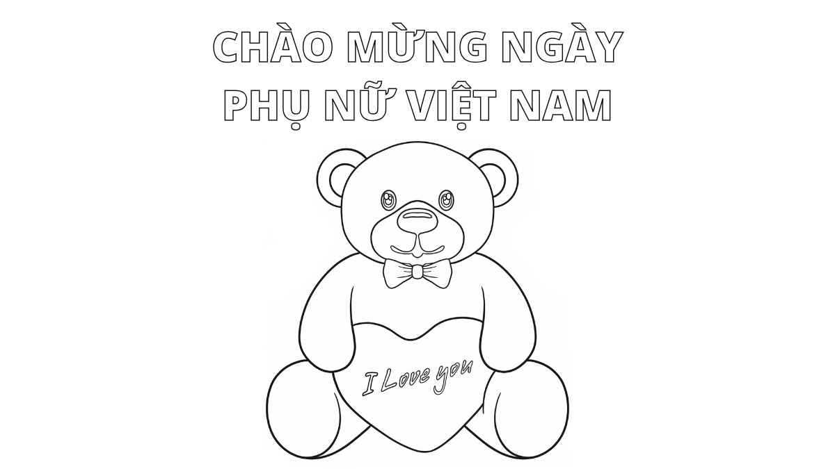 Tranh tô màu 20/10 đơn giản, dễ thương