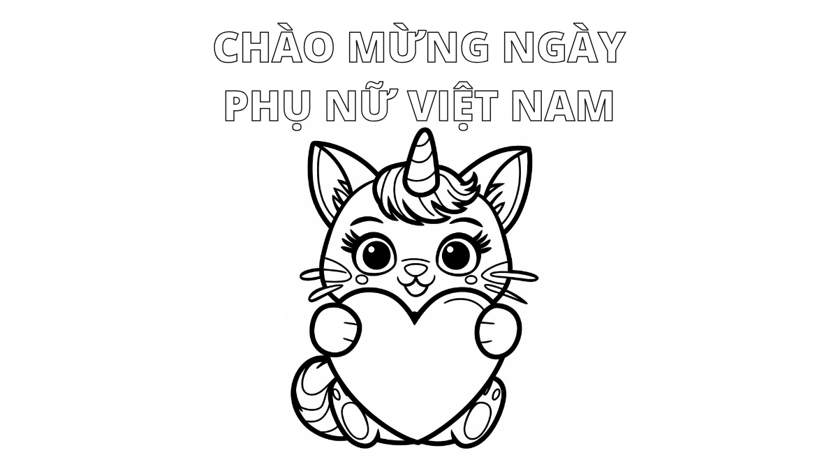 Tranh tô màu 20/10 đơn giản, dễ thương