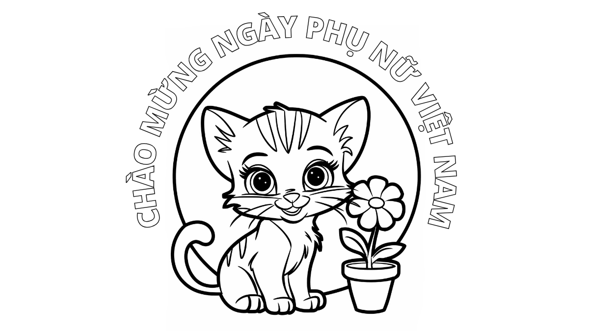 Tranh tô màu 20/10 đơn giản, dễ thương