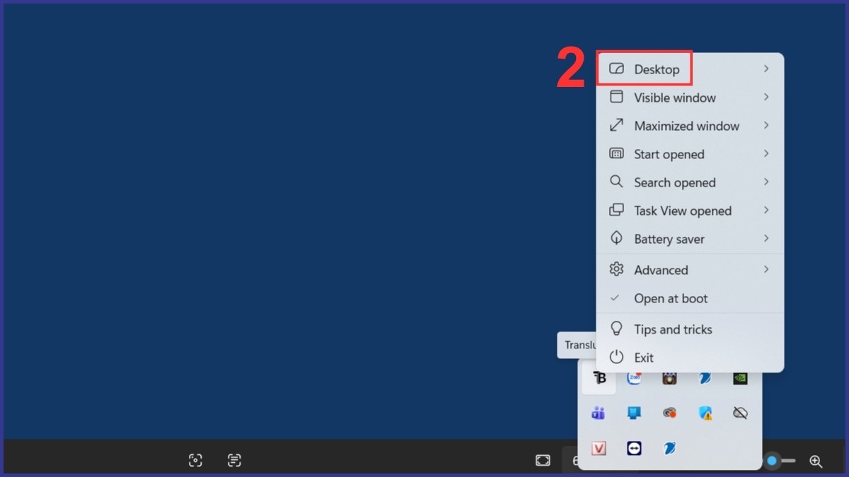 Thiết lập Taskbar trong suốt bằng TranslucentTB