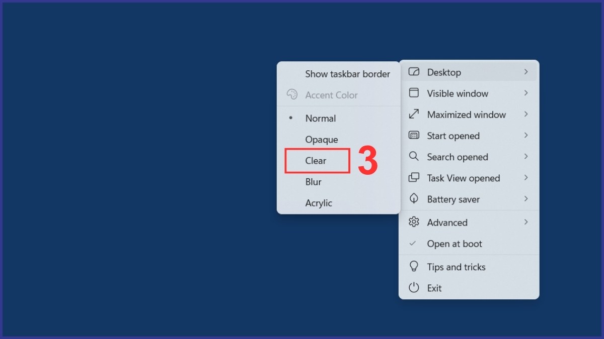 Thiết lập Taskbar trong suốt bằng TranslucentTB