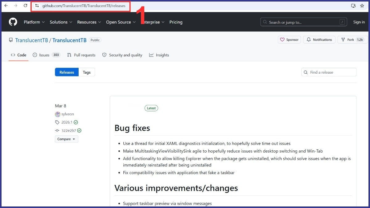Cách tải TranslucentTB từ GitHub