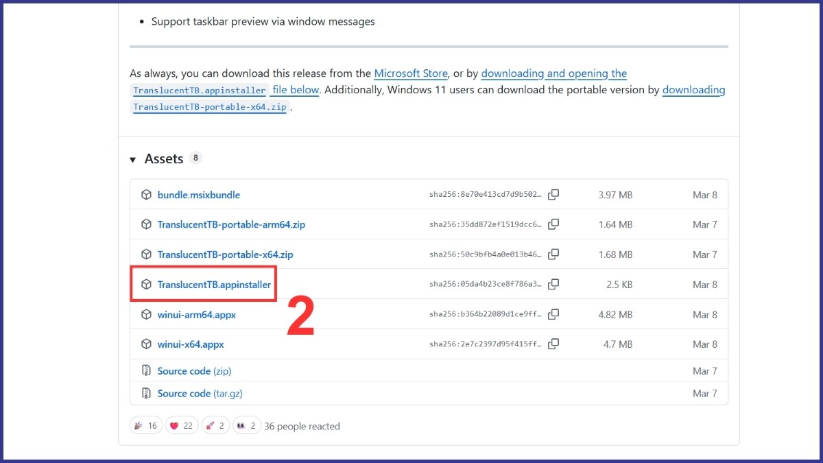 Cách tải TranslucentTB từ GitHub