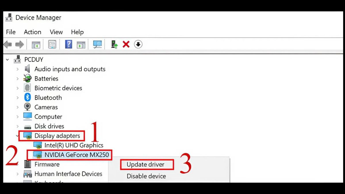 Cập nhật hoặc cài lại driver VGA