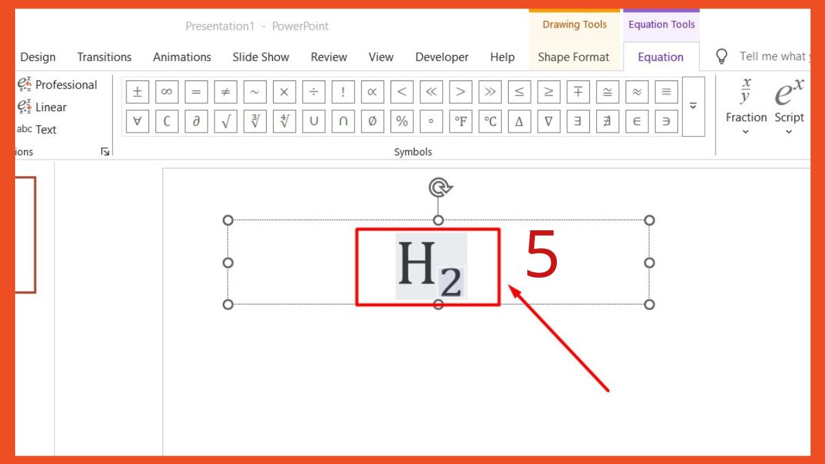 Sử dụng Equation Editor để viết chỉ số trong PPT
