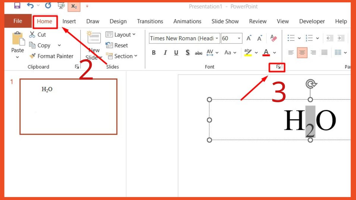 Tùy chỉnh vị trí chữ bằng hộp thoại Font