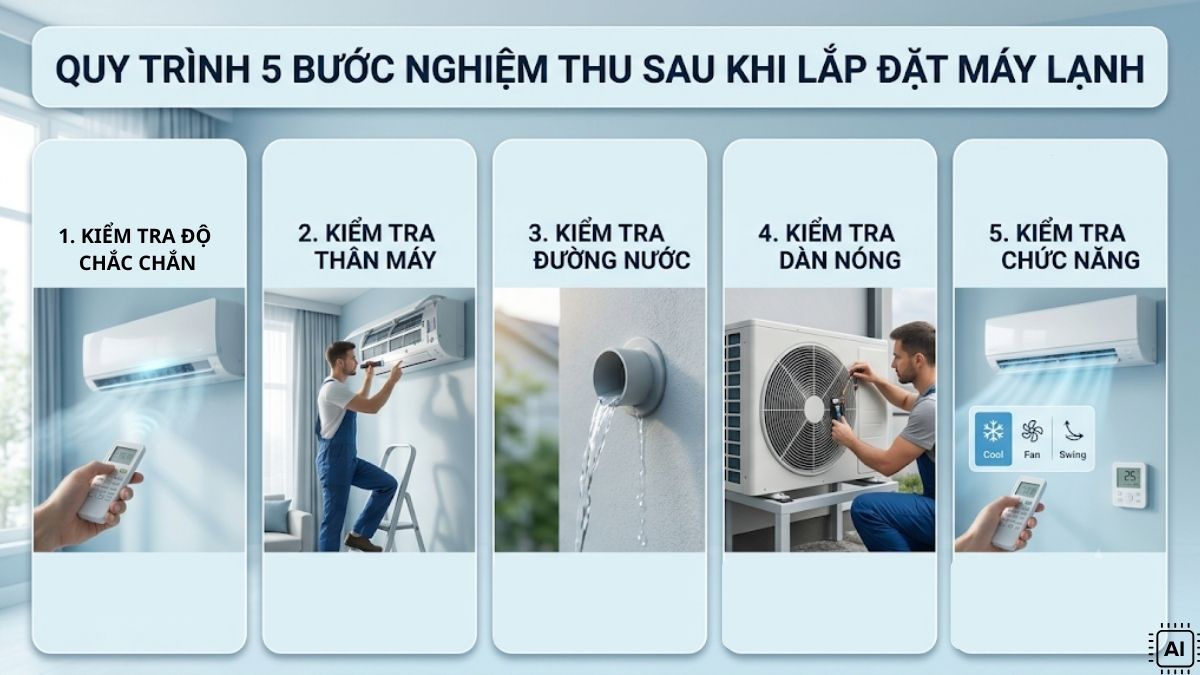 Các bước kiểm tra hệ thống máy lạnh sau khi lắp đặt