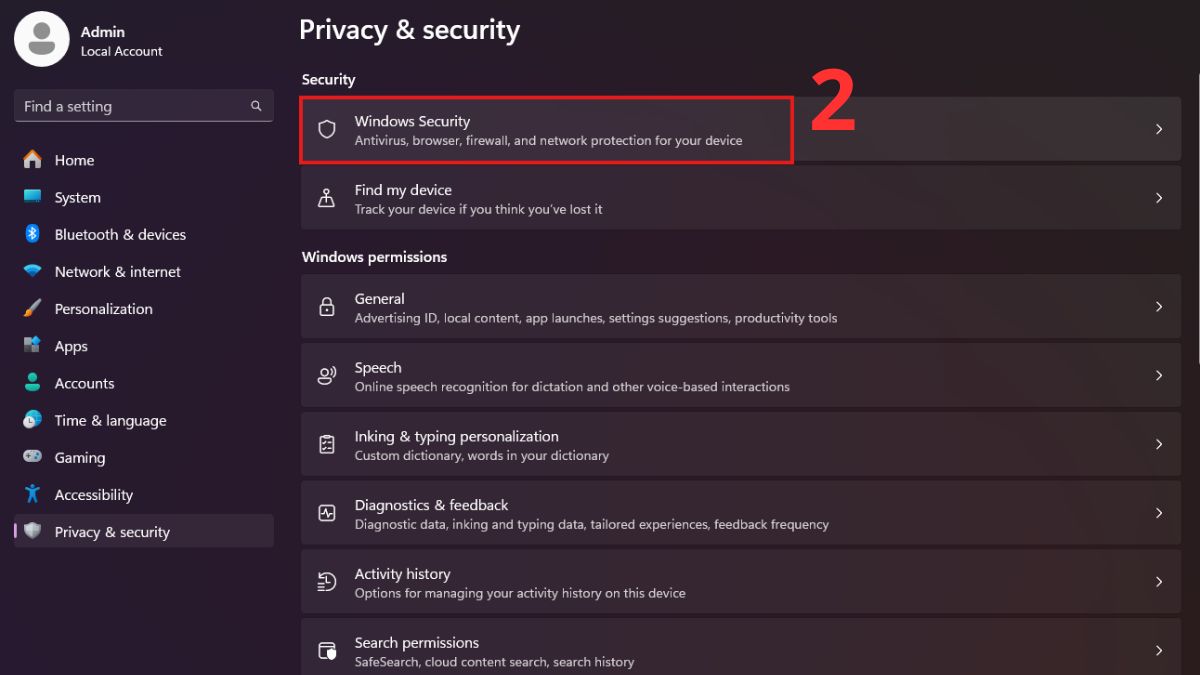 Kiểm tra virus bằng Windows Security