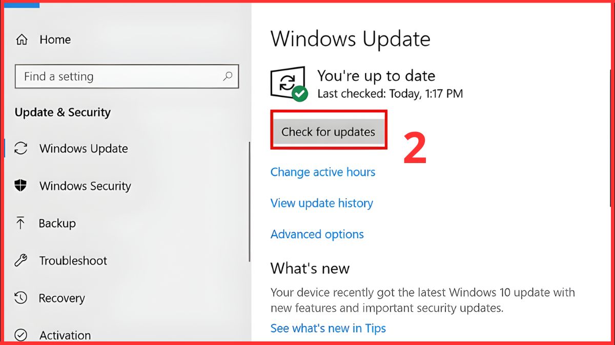 Chạy Windows Update để sửa lỗi hệ thống