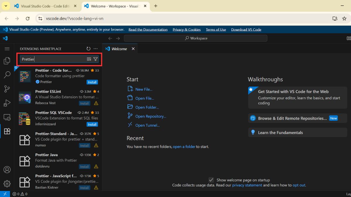 Cách cài đặt và quản lý VSCode Extensions