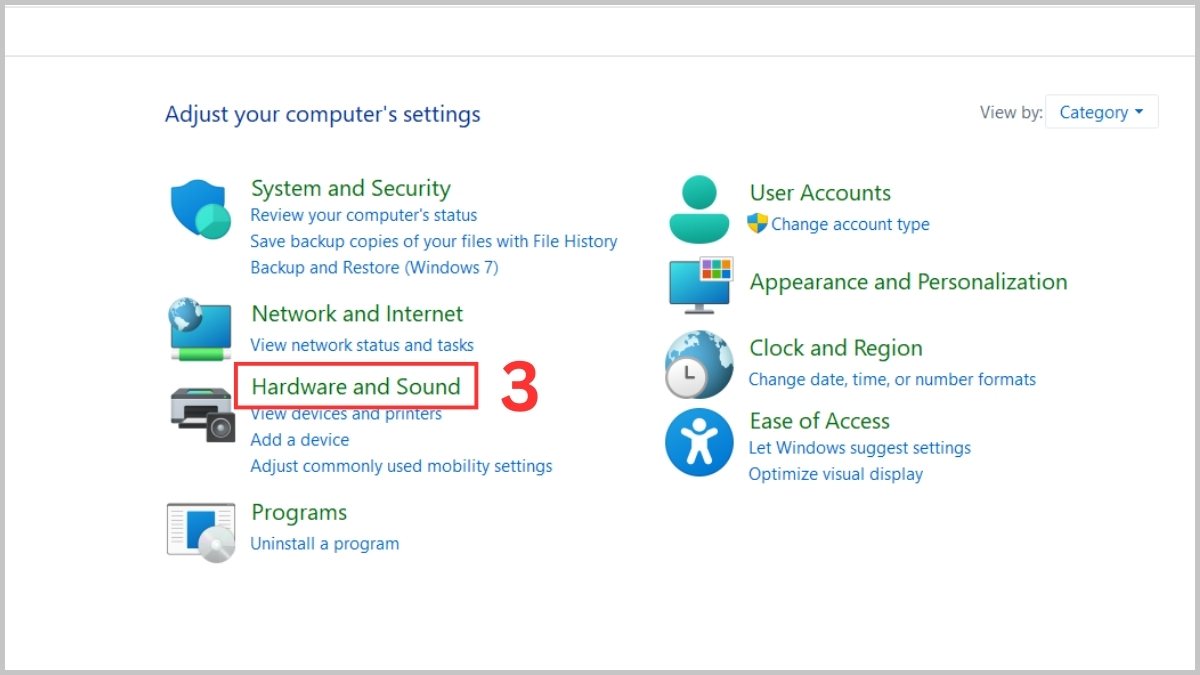 Kiểm tra Sound Control Panel