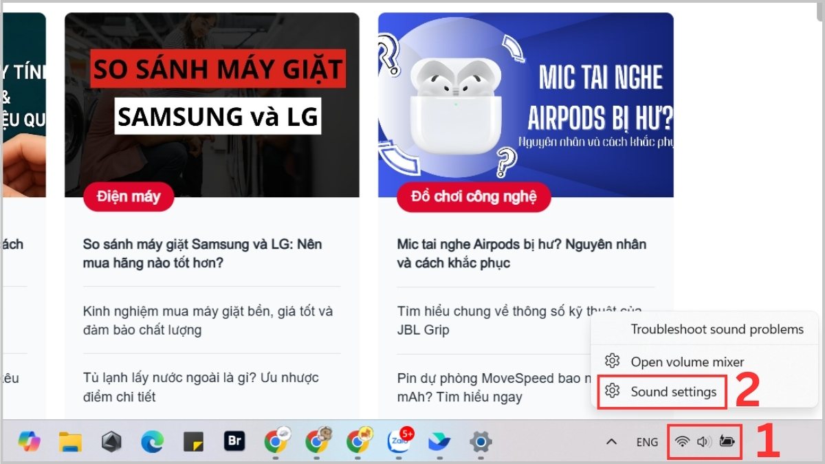 Kiểm tra Output device trong Settings