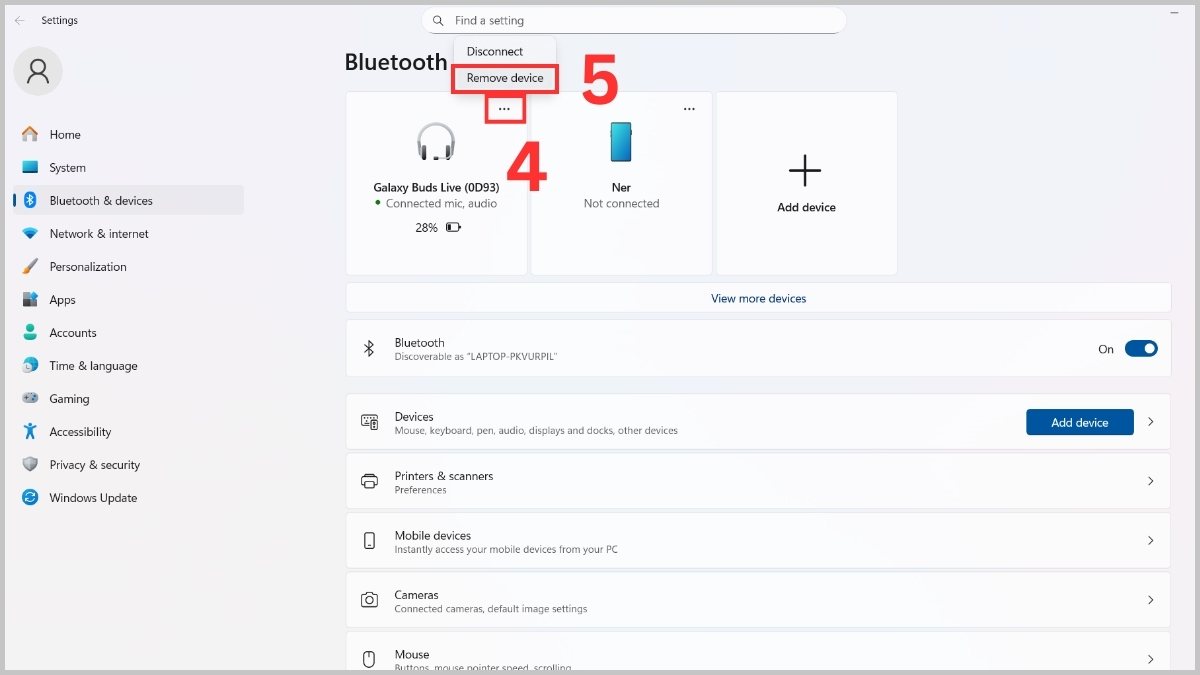 Xóa và kết nối lại thiết bị