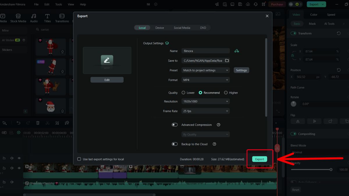 Chọn Export và xuất video không có logo
