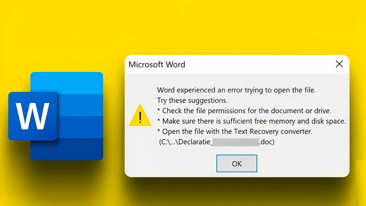Lỗi “Word experienced an error trying to open the file” là gì?