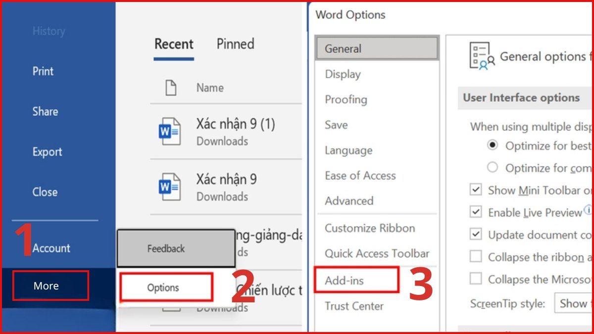 Tắt Add-ins gây lỗi file Word