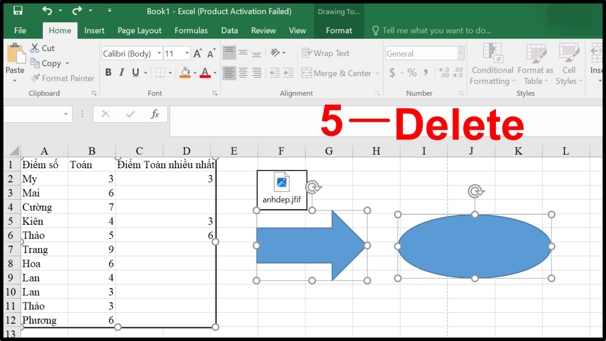 Sử dụng Go To Special để xóa object trong Excel