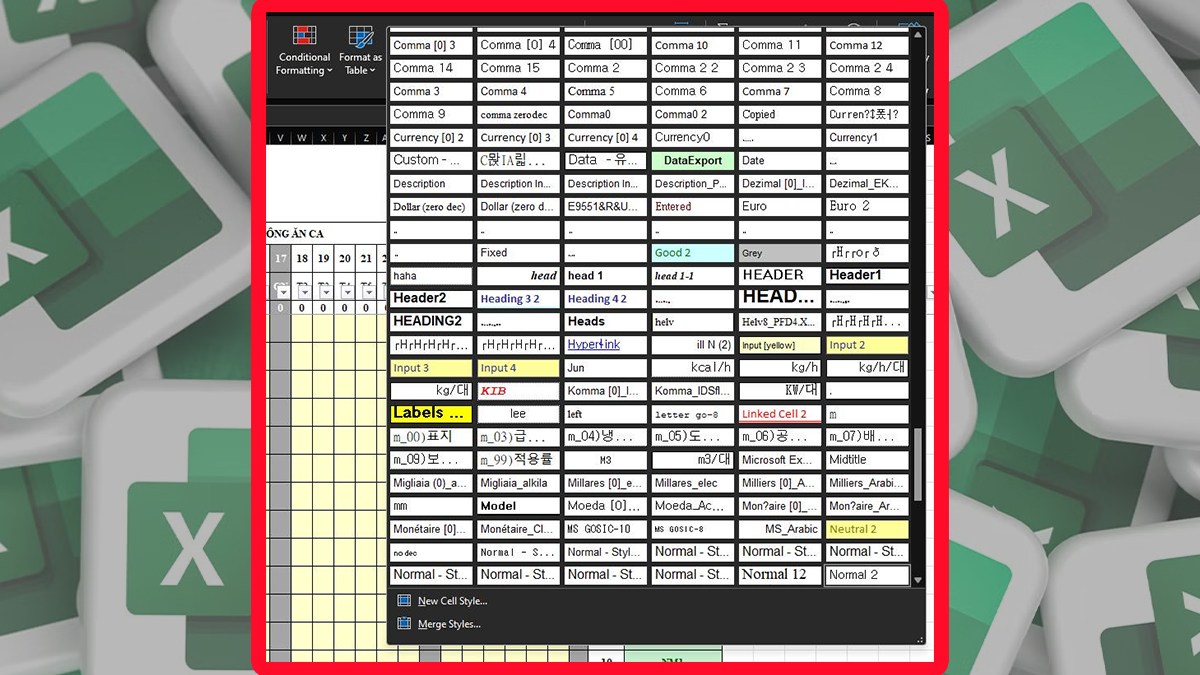 Định nghĩa Style rác trong Excel