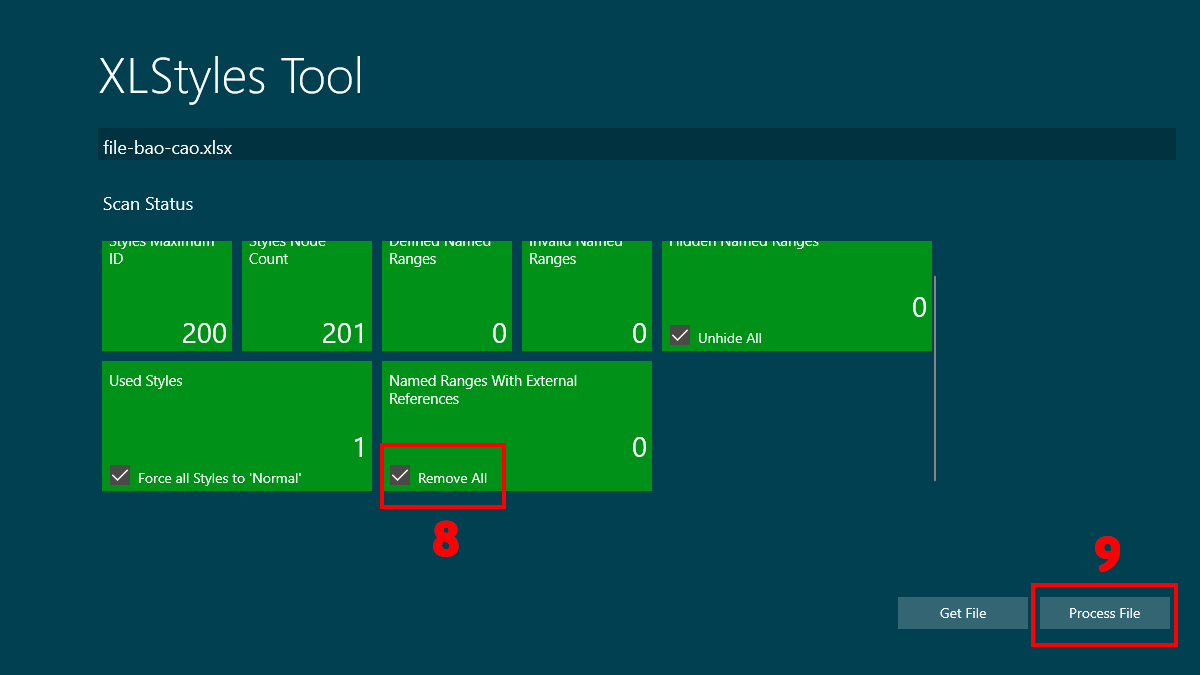 Dùng công cụ hỗ trợ để xóa style rác trong Excel