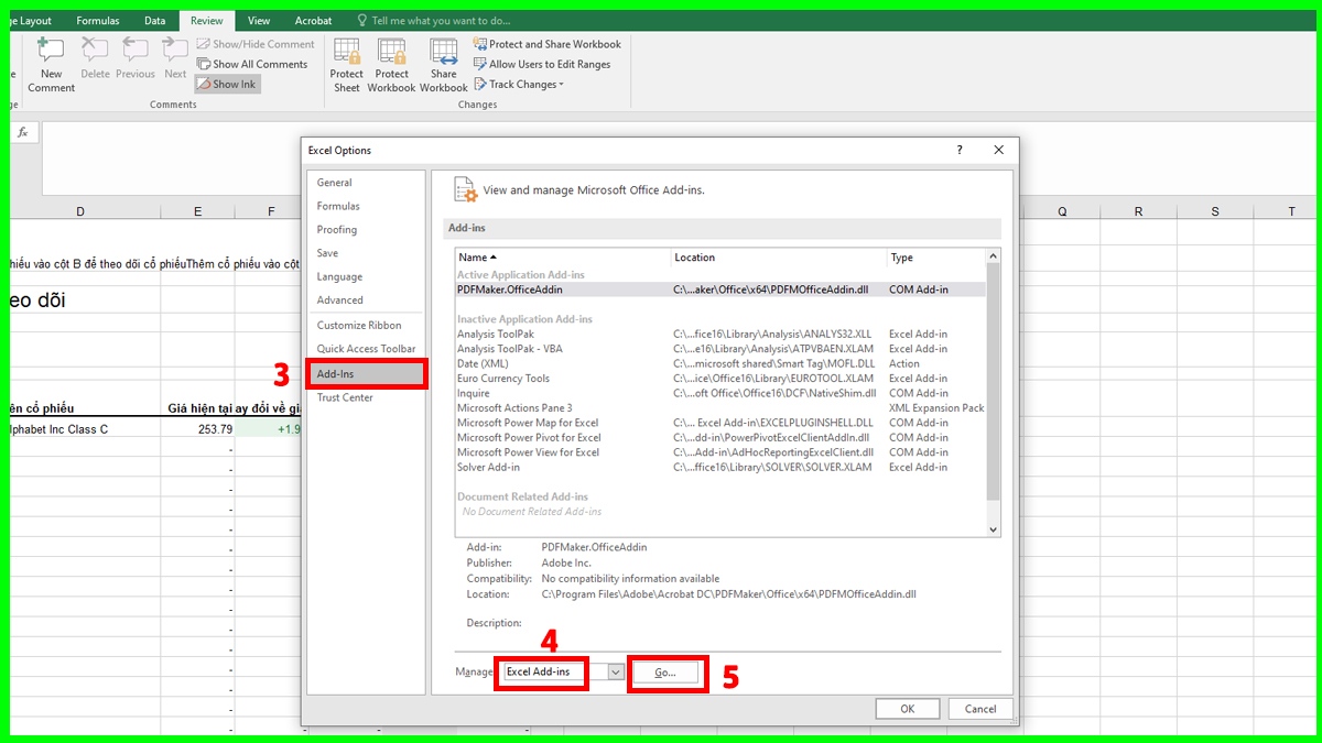 Tắt Macro/Add-in không cần thiết giúp Excel không tự động tạo style rác