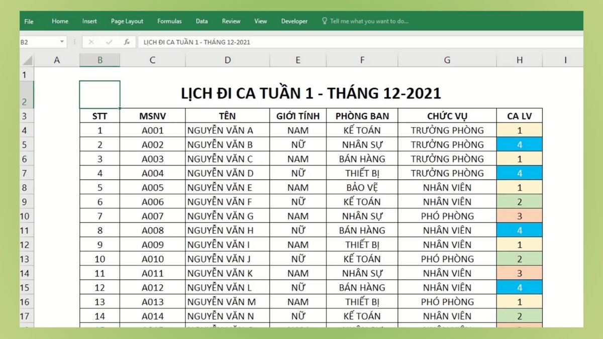 Lợi ích khi xếp lịch làm việc cho nhân viên bằng Excel