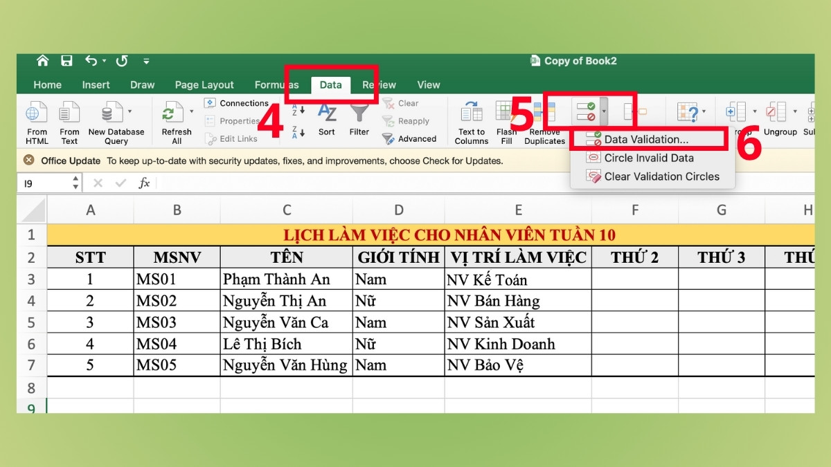 Hướng dẫn cách xếp lịch làm việc cho nhân viên bằng Excel