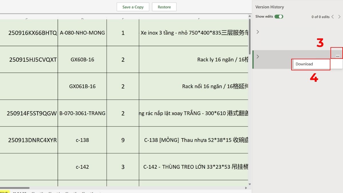 Xem lịch sử chỉnh sửa khi làm việc nhóm qua OneDrive