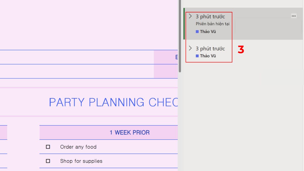 Xem lịch sử chỉnh sửa trên Excel 365/Excel Online