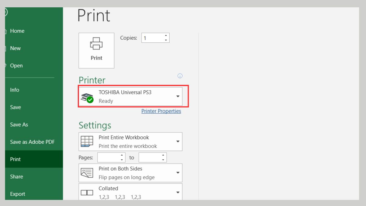 Excel không hiển thị bản xem trước
