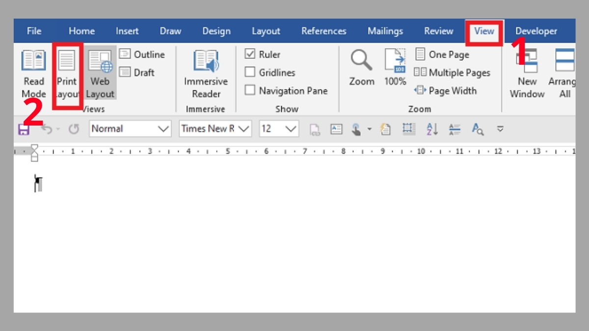 Sử dụng chế độ Page Layout để kiểm tra file Word trước khi in