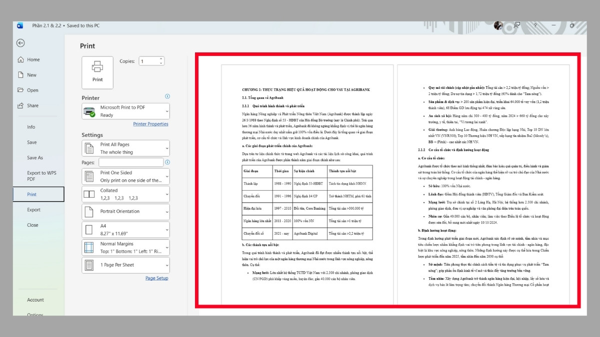 Sử dụng chế độ Print Preview để xem trước khi in file Word
