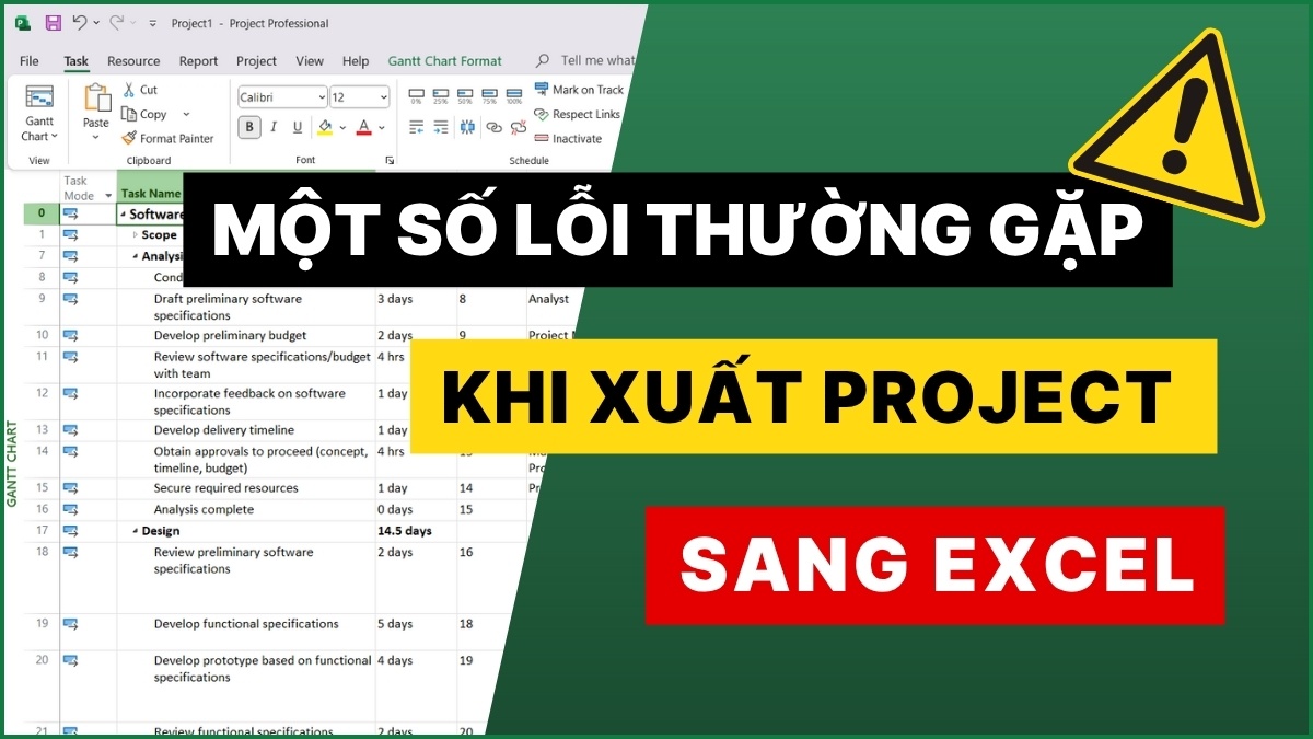 Lỗi font chữ tiếng Việt là lỗi thường gặp khi xuất từ project qua Excel